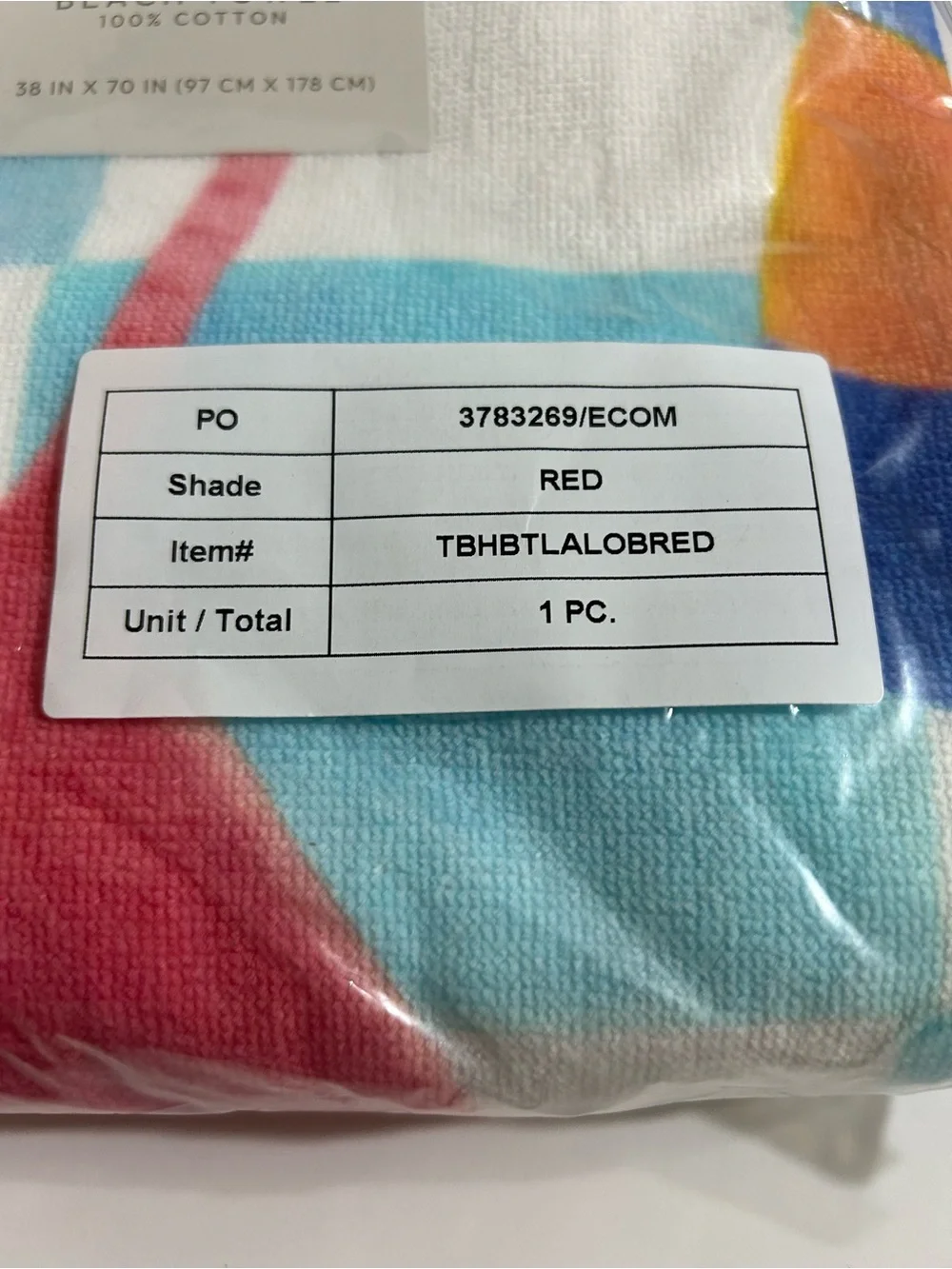 The Beach House Llbster Printed Beach Towel, NWT, 38” x 70”, Cotton
